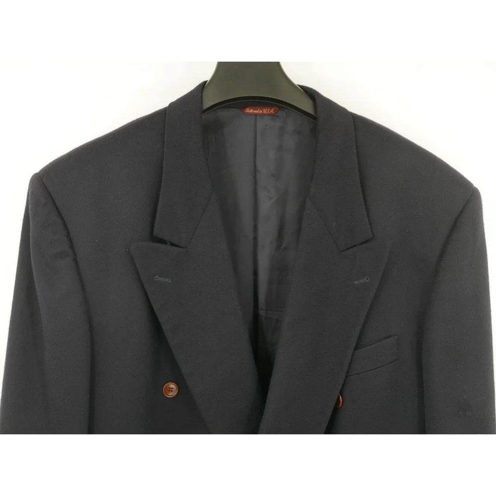 Hugo Boss Loro Piana Blazer Sport Coat Navy Cashmere Double Breasted Men's 46R